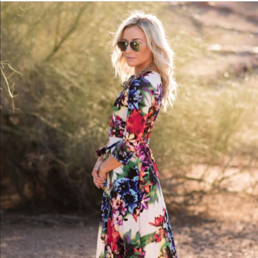 Faux Wrap Floral Maxi